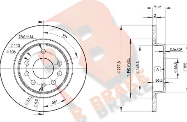 R Brake 78RBD29115 - Тормозной диск unicars.by