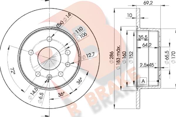 R Brake 78RBD29210 - Тормозной диск unicars.by