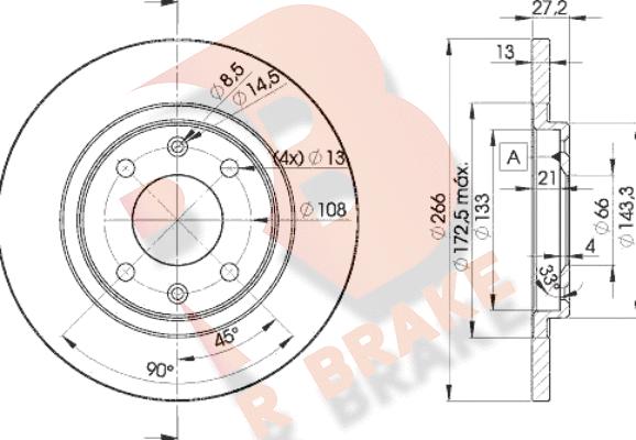 R Brake 78RBD24692 - Тормозной диск unicars.by