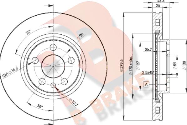 R Brake 78RBD24620 - Тормозной диск unicars.by