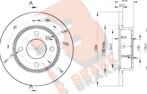 R Brake 78RBD24322 - Тормозной диск unicars.by