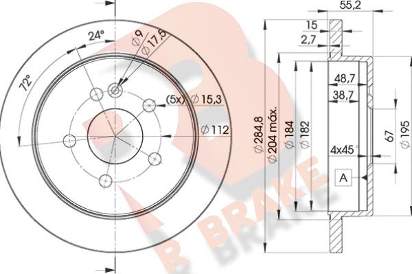 R Brake 78RBD24230 - Тормозной диск unicars.by