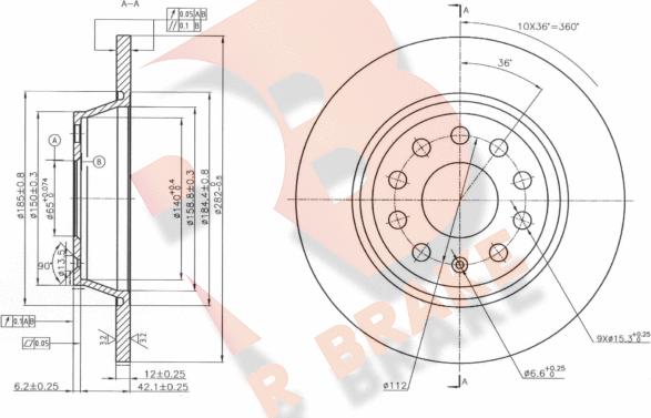 R Brake 78RBD25619 - Тормозной диск unicars.by