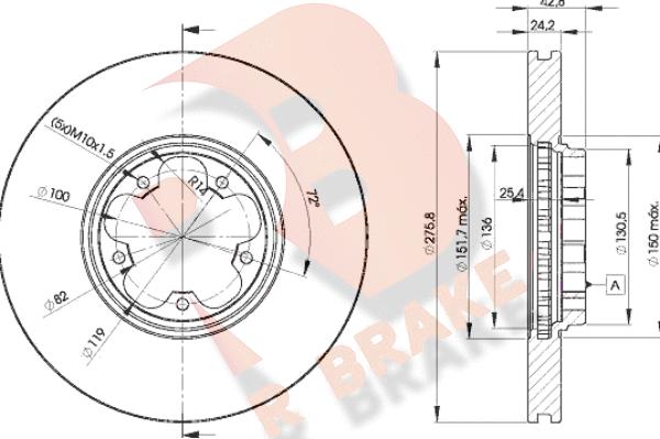 R Brake 78RBD25612 - Тормозной диск unicars.by