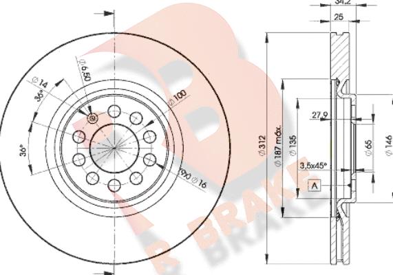 R Brake 78RBD25620 - Тормозной диск unicars.by