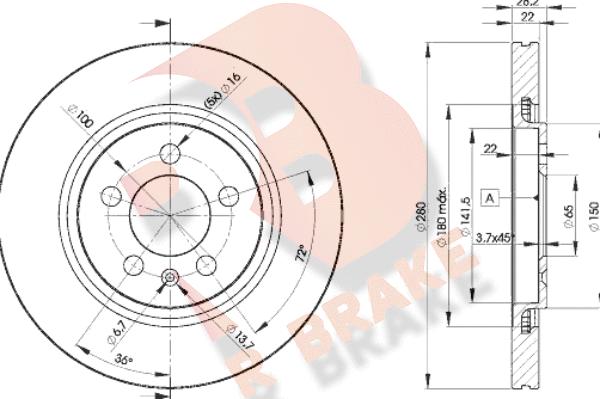 R Brake 78RBD25031 - Тормозной диск unicars.by