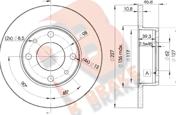 R Brake 78RBD25812 - Тормозной диск unicars.by