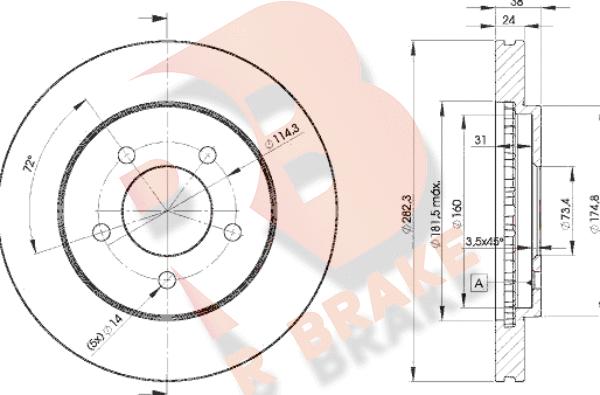 R Brake 78RBD25347 - Тормозной диск unicars.by