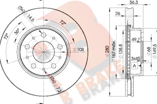 R Brake 78RBD26567 - Тормозной диск unicars.by