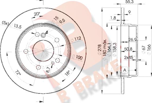 R Brake 78RBD20412 - Тормозной диск unicars.by