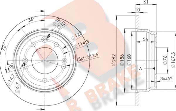 R Brake 78RBD20581 - Тормозной диск unicars.by