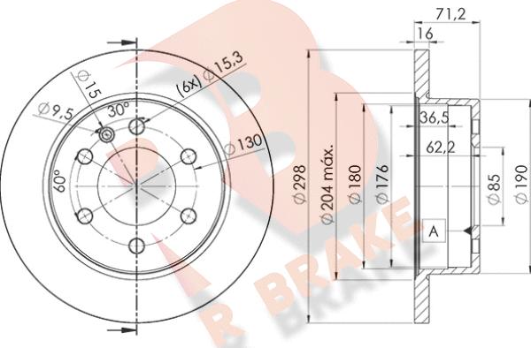 R Brake 78RBD20191 - Тормозной диск unicars.by