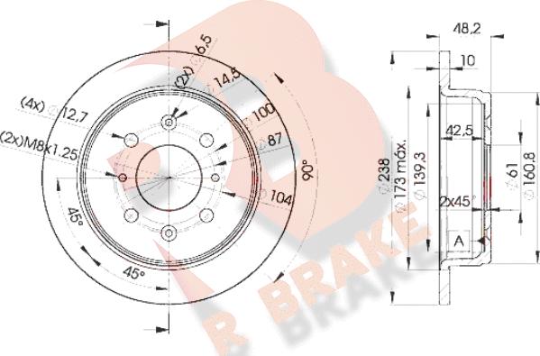 R Brake 78RBD20817 - Тормозной диск unicars.by