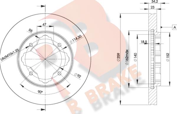 R Brake 78RBD20836 - Тормозной диск unicars.by