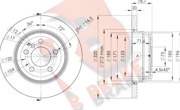 R Brake 78RBD21970 - Тормозной диск unicars.by