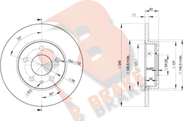 R Brake 78RBD21437 - Тормозной диск unicars.by