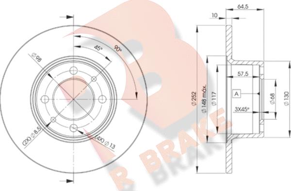 R Brake 78RBD21070 - Тормозной диск unicars.by