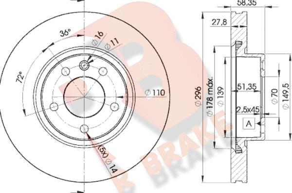 R Brake 78RBD21134 - Тормозной диск unicars.by