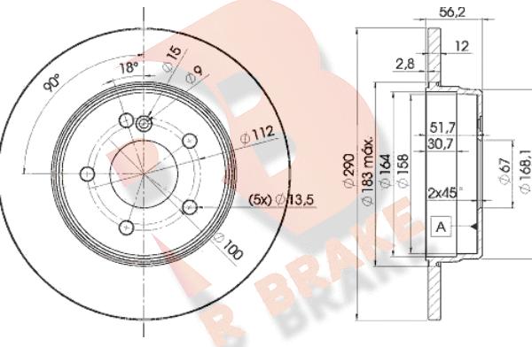 R Brake 78RBD21213 - Тормозной диск unicars.by