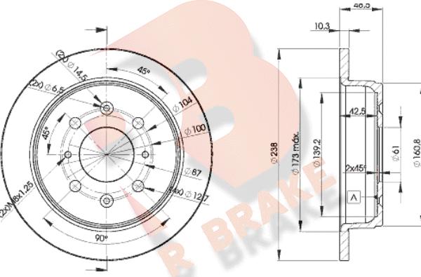 R Brake 78RBD21703 - Тормозной диск unicars.by