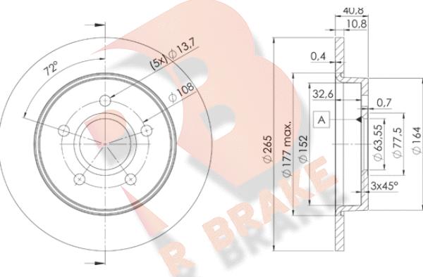 R Brake 78RBD23965 - Тормозной диск unicars.by