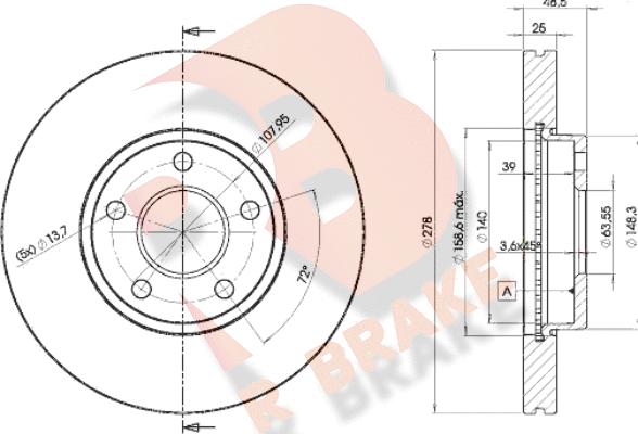 R Brake 78RBD23963 - Тормозной диск unicars.by