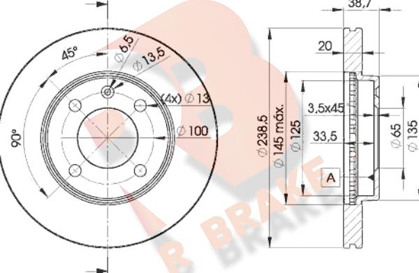 R Brake 78RBD23975 - Тормозной диск unicars.by