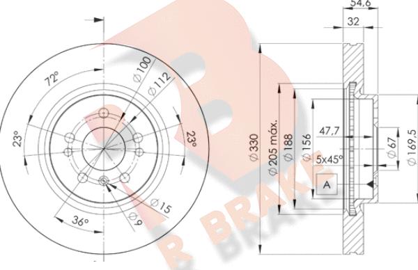 R Brake 78RBD23507 - Тормозной диск unicars.by