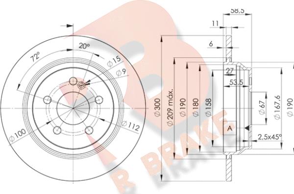 R Brake 78RBD23055 - Тормозной диск unicars.by