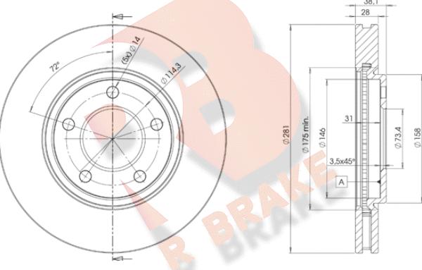 R Brake 78RBD23002 - Тормозной диск unicars.by