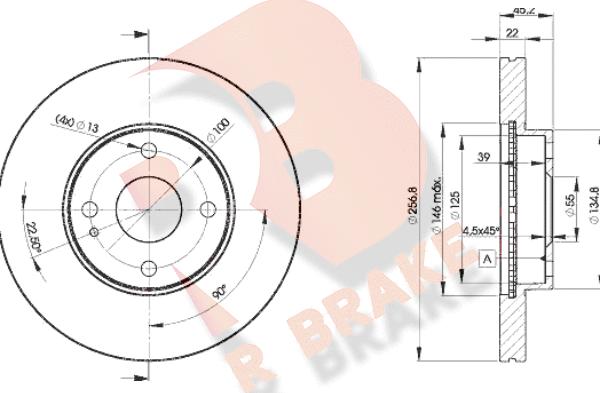 R Brake 78RBD23256 - Тормозной диск unicars.by