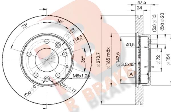 R Brake 78RBD23267 - Тормозной диск unicars.by