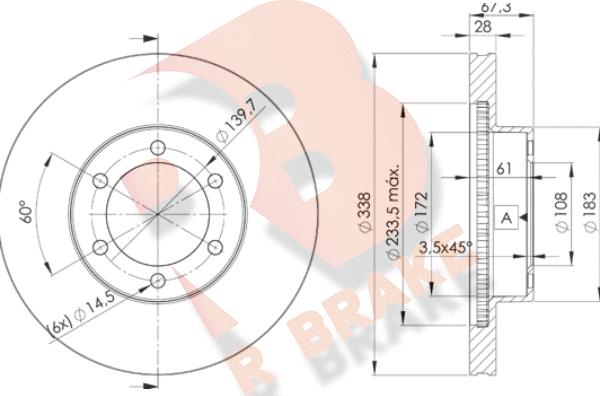 R Brake 78RBD22918 - Тормозной диск unicars.by