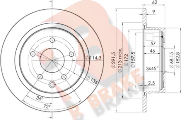 R Brake 78RBD22931 - Тормозной диск unicars.by