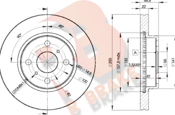 R Brake 78RBD22550 - Тормозной диск unicars.by