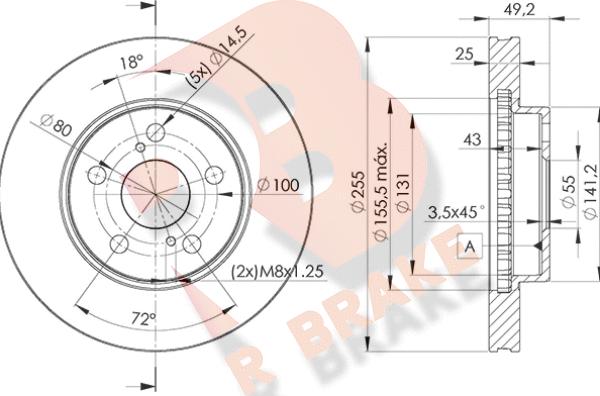 R Brake 78RBD22047 - Тормозной диск unicars.by