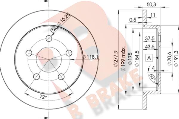 R Brake 78RBD22058 - Тормозной диск unicars.by