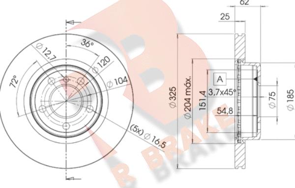 R Brake 78RBD22217 - Тормозной диск unicars.by