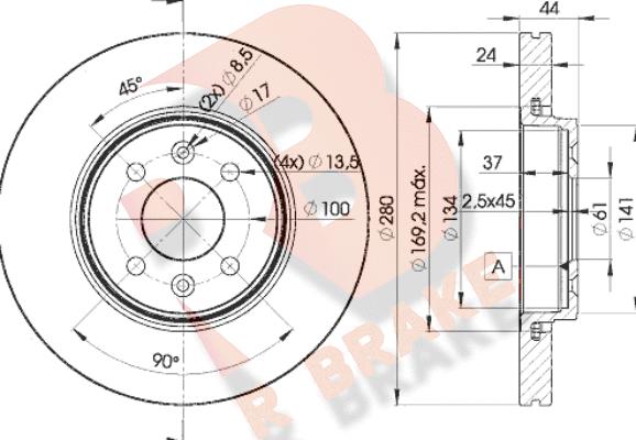 R Brake 78RBD27829 - Тормозной диск unicars.by