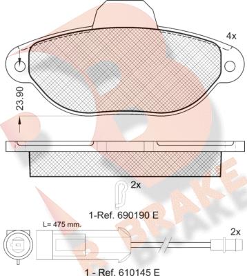 R Brake RB0953 - Тормозные колодки, дисковые, комплект unicars.by