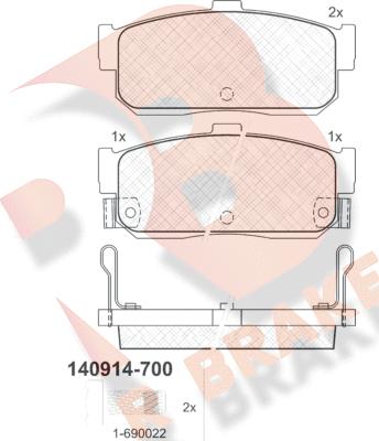 R Brake RB0914-700 - Тормозные колодки, дисковые, комплект unicars.by