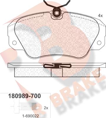 R Brake RB0989-700 - Тормозные колодки, дисковые, комплект unicars.by