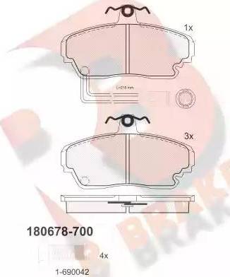 R Brake RB0678-700 - Тормозные колодки, дисковые, комплект unicars.by