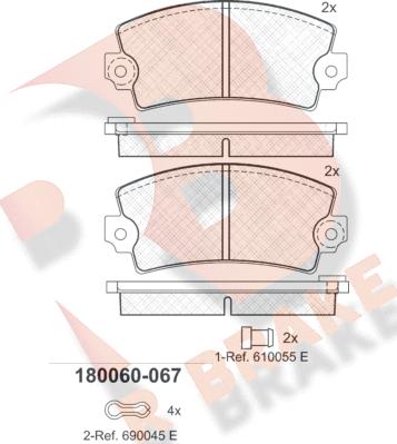 R Brake RB0060-067 - Тормозные колодки, дисковые, комплект unicars.by