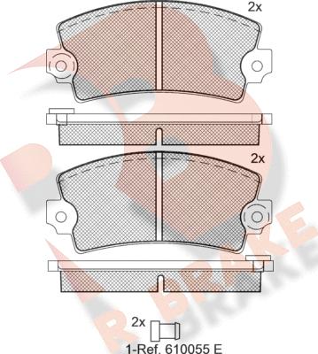 R Brake RB0060 - Тормозные колодки, дисковые, комплект unicars.by