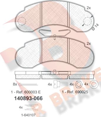 R Brake RB0893 - Тормозные колодки, дисковые, комплект unicars.by