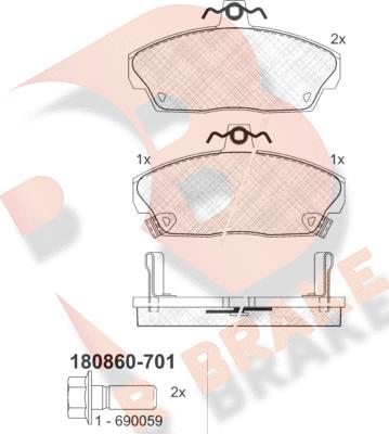 R Brake RB0860-701 - Тормозные колодки, дисковые, комплект unicars.by