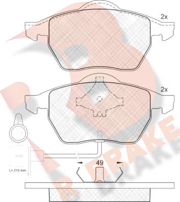 R Brake RB0808 - Тормозные колодки, дисковые, комплект unicars.by