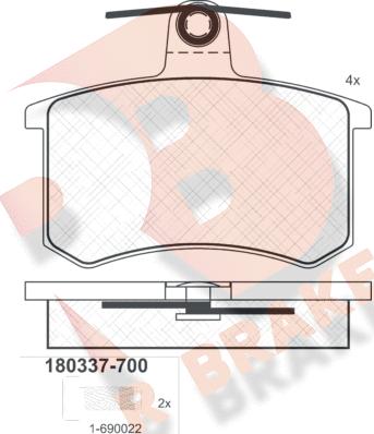 R Brake RB0337-700 - Тормозные колодки, дисковые, комплект unicars.by