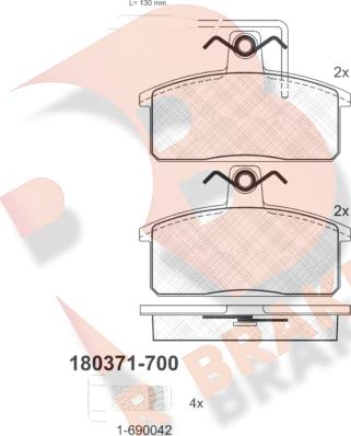 R Brake RB0371-700 - Тормозные колодки, дисковые, комплект unicars.by